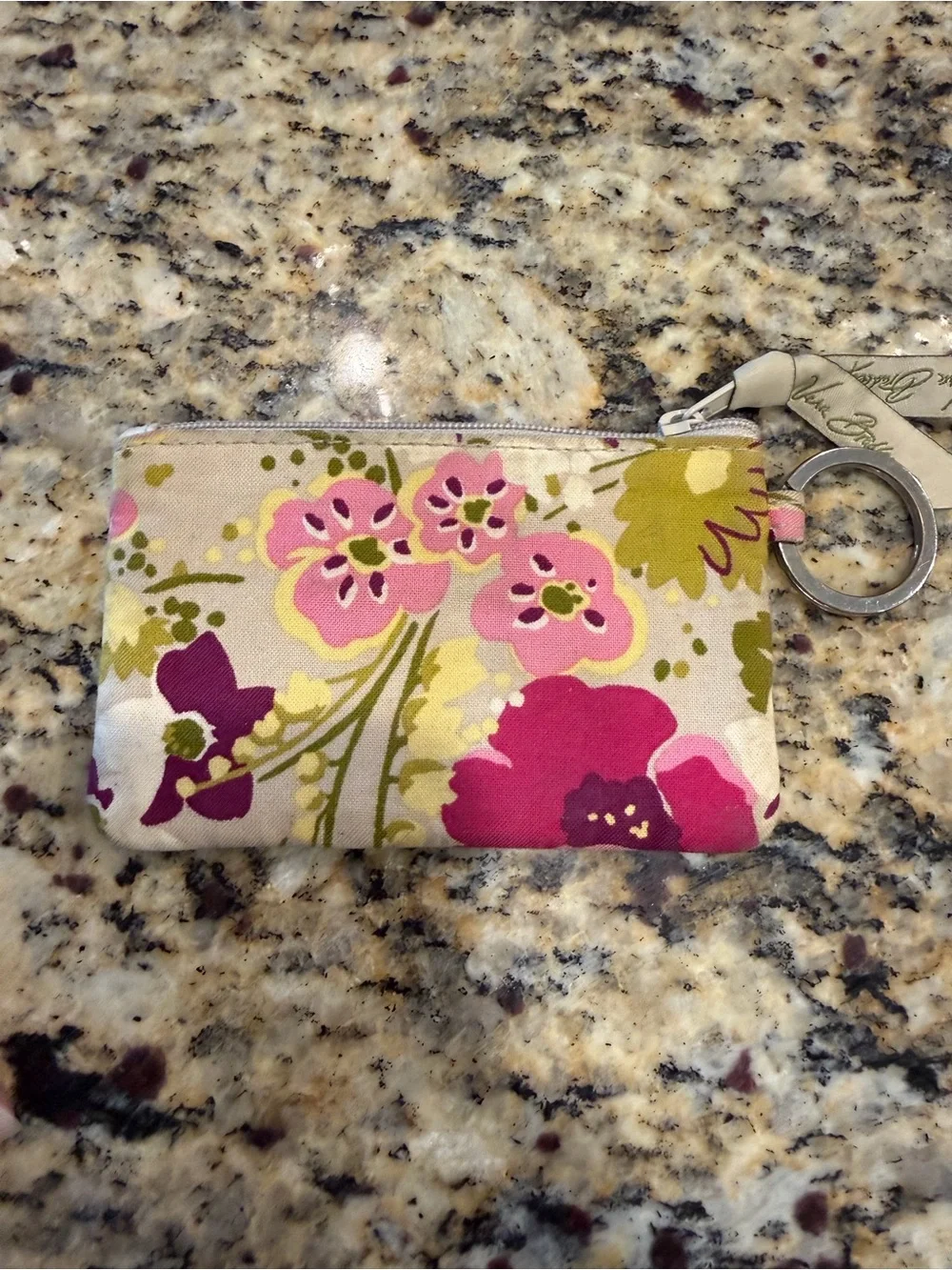Vera Bradley Floral Canvas ID Card Holder - Pink, Magenta & Olive
